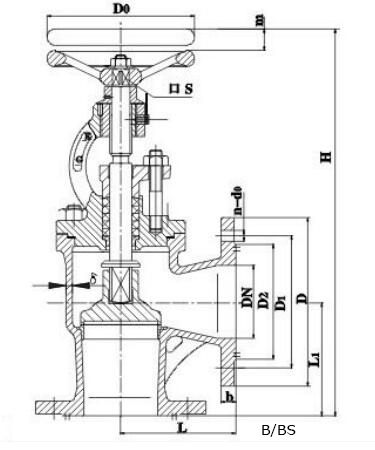 Drawing of GB T1853 Marine Flanged Cast Steel Over Board Stop Check Valve Type B.jpeg Drawing of GB T1853 Marine Flanged Cast Steel Over Board Stop Check Valve Type B.jpeg